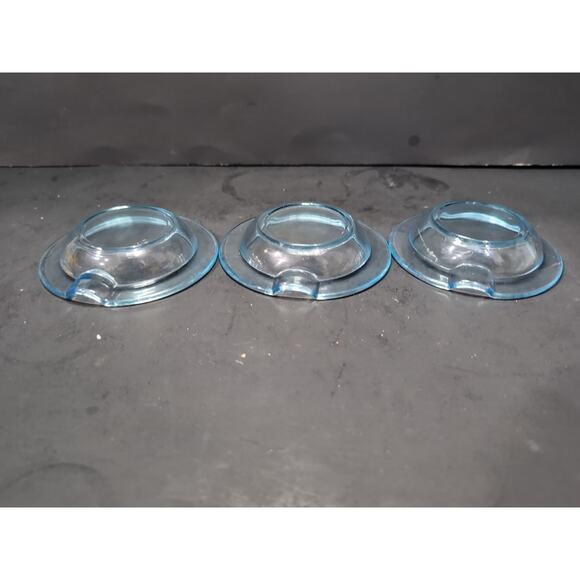 Fostoria Azure Blue Ashtray Set of 3, Small MCM Dish, Mid Century Modern Dishes - Picture 4 of 7